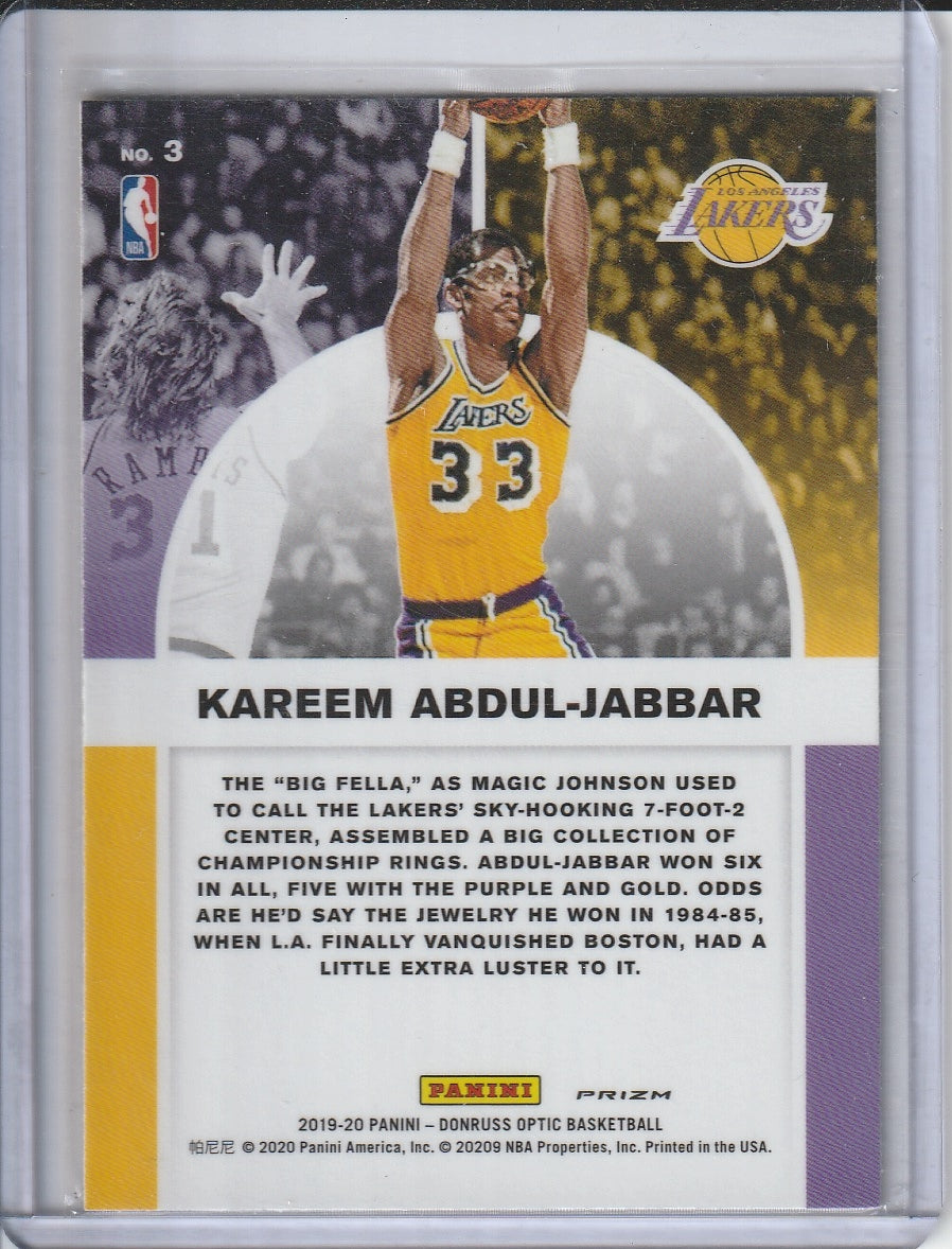 2019-20 Panini Donruss Optic Basketball - Kareem Abdul-Jabbar 'Winner Stays' Silver Holo Prizm