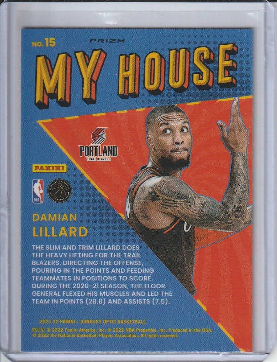 2021-22 Panini Donruss Optic Basketball - Damian Lillard 'My House' Silver Prizm Holo