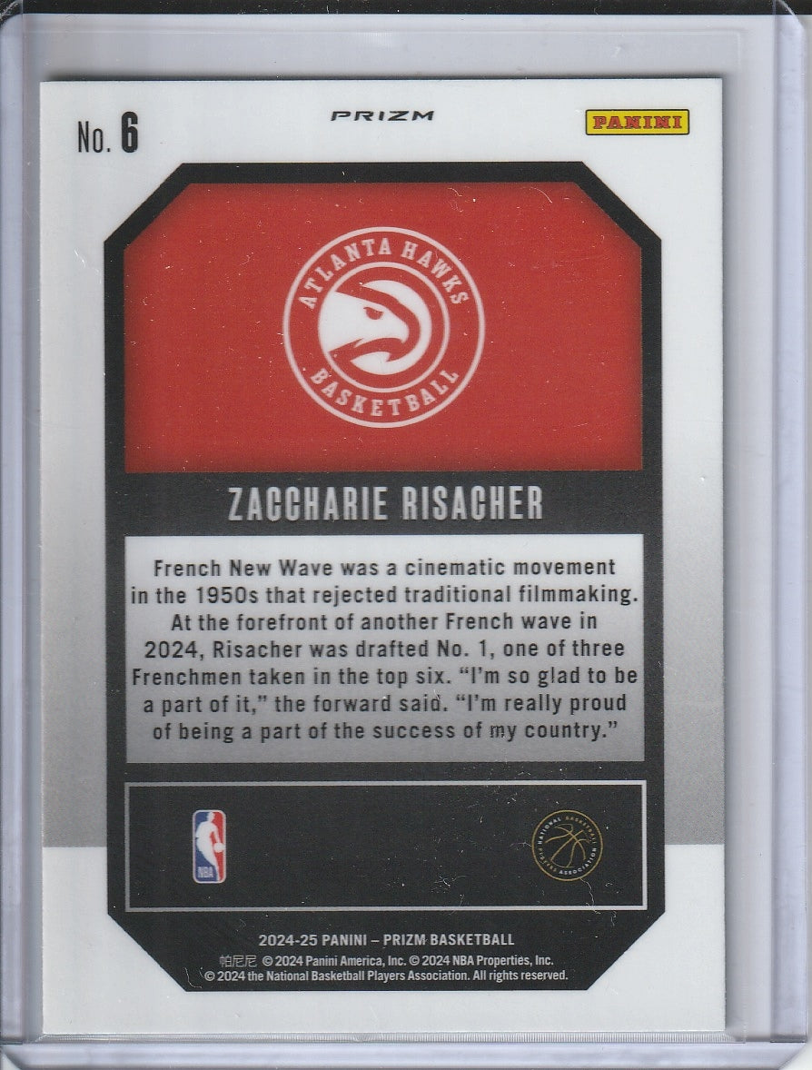 2024-25 Panini Prizm Basketball - Zaccharie Risacher 'Emergent' Green Prizm RC Rookie
