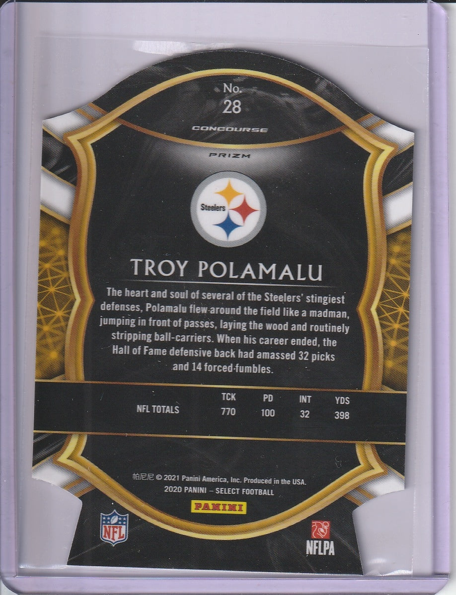 2020 Panini Select Football - Troy Polamalu 'Blue Prizm' Die Cut
