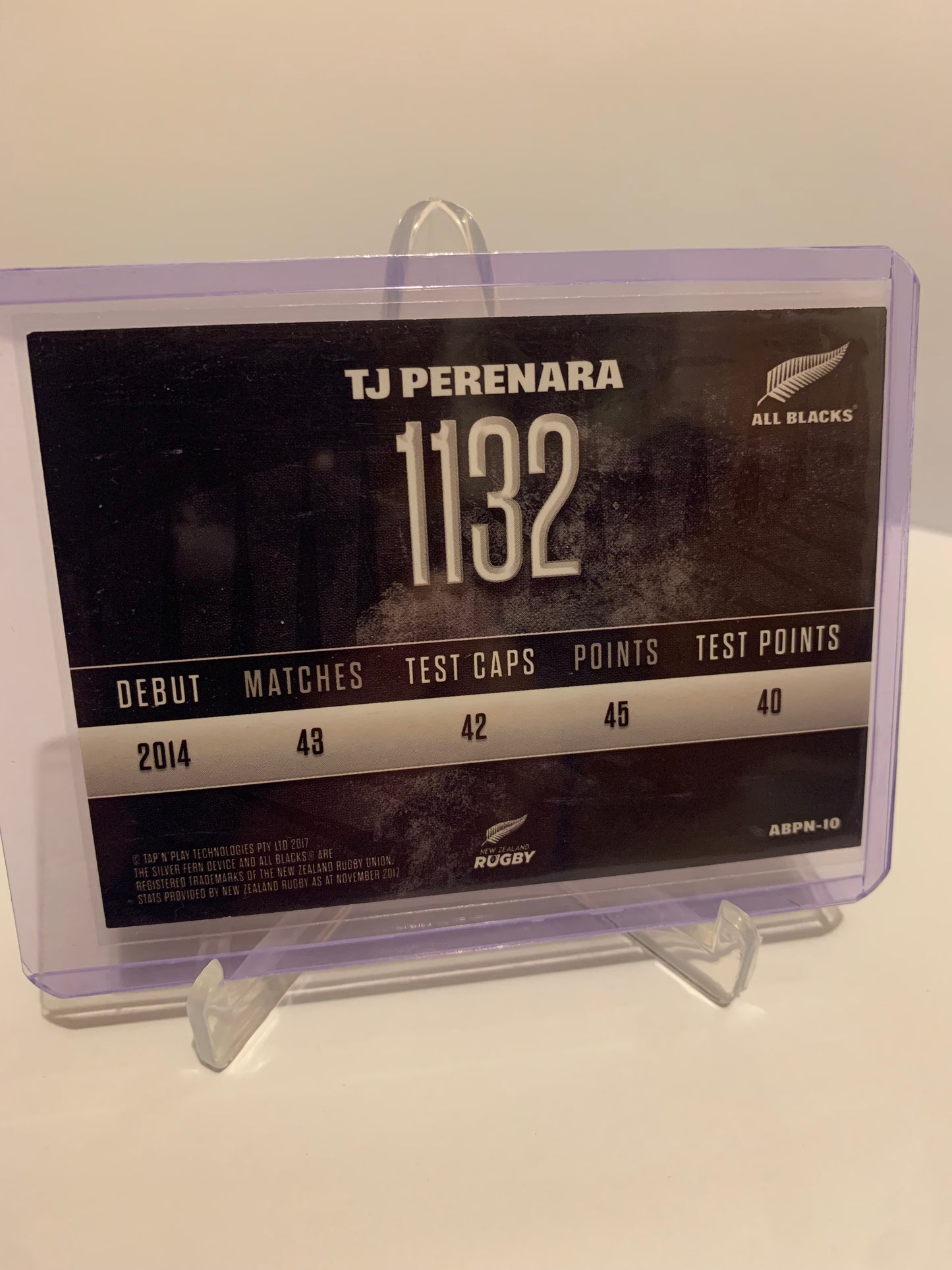 2017 Tap 'n Play Rugby - TJ Perenara 'All Black Player Numbers'