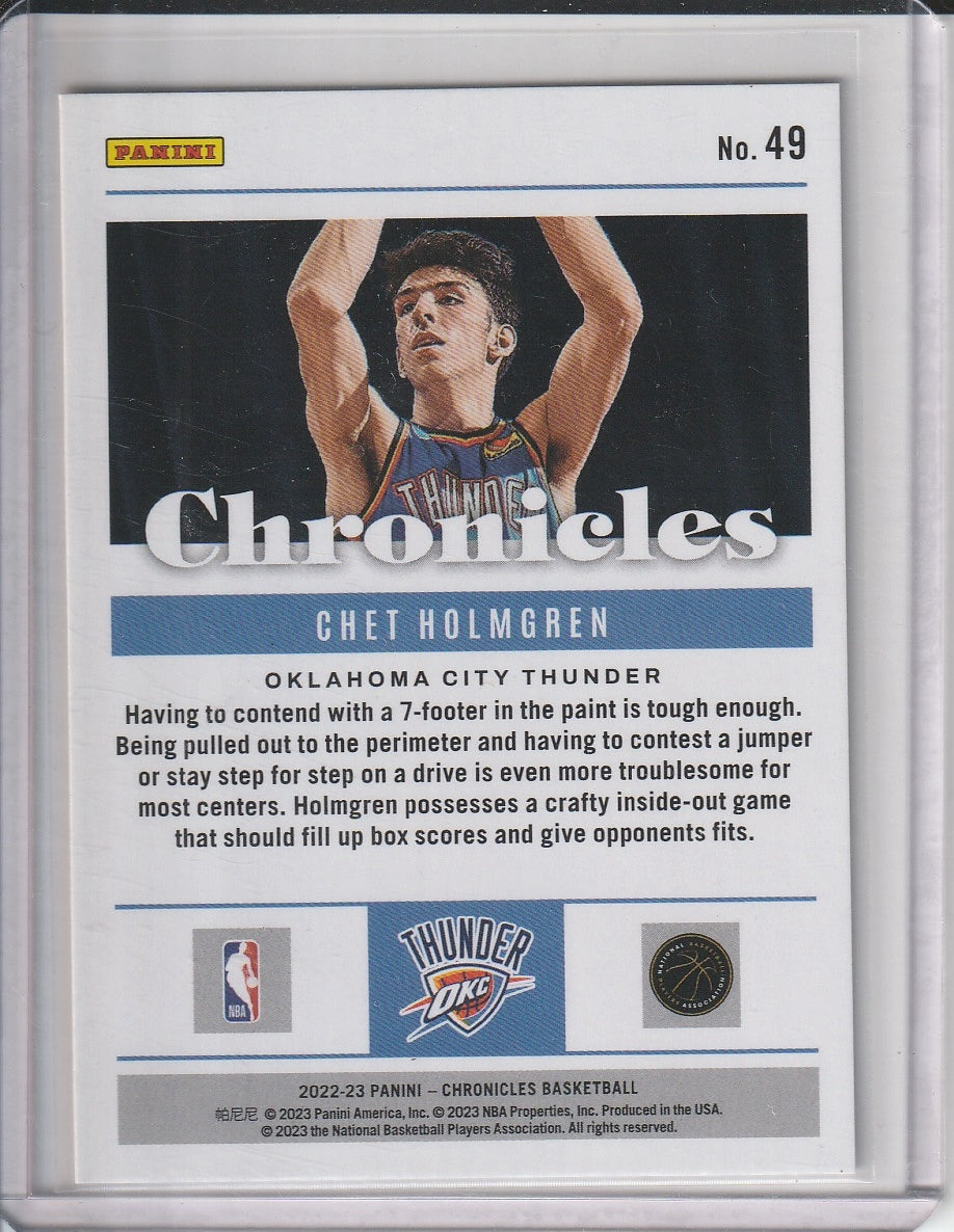 2022-23 Panini Chronicles Basketball - Chet Holmgren 'Teal' RC Rookie