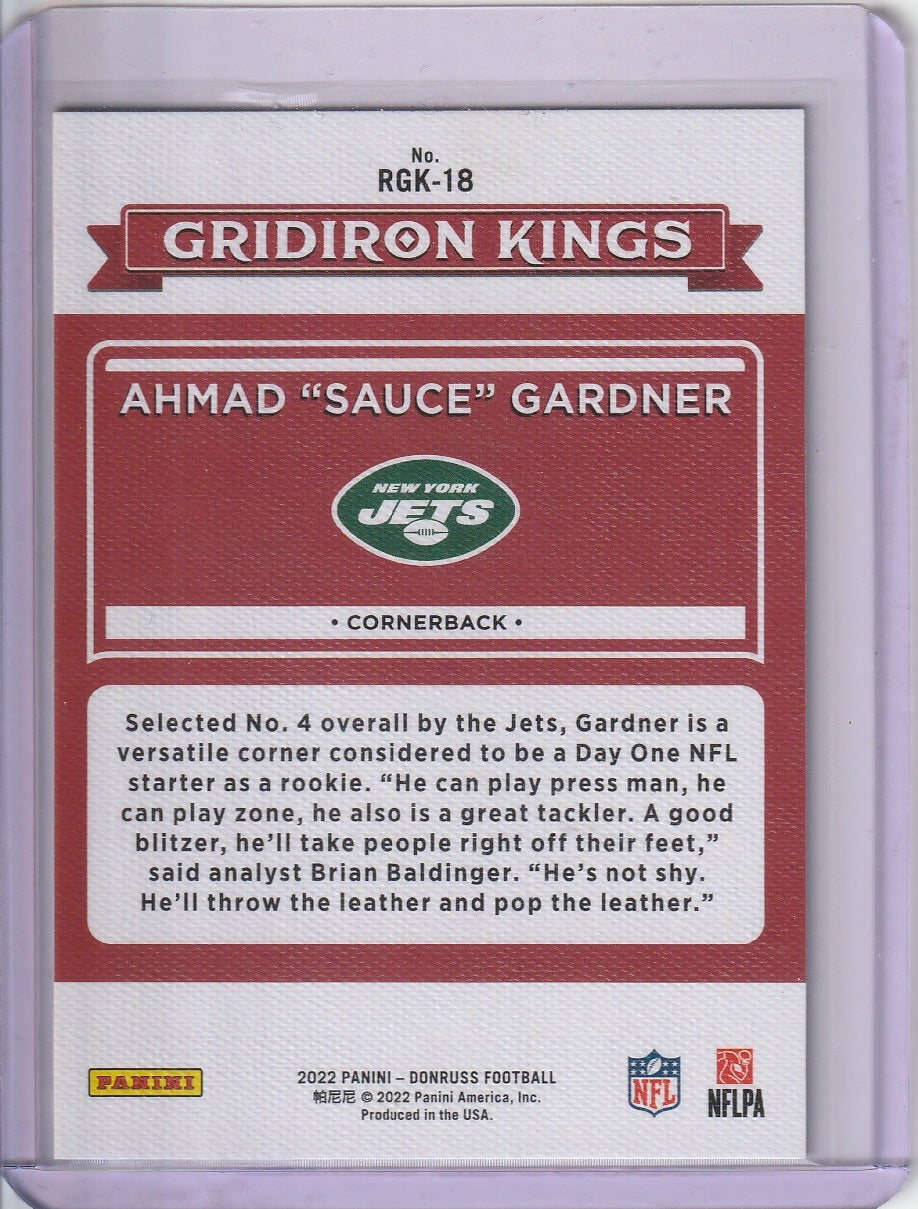 2022 Panini Donruss Football - Ahmad 'Sauce' Gardner - Rookie Gridiron Kings RC