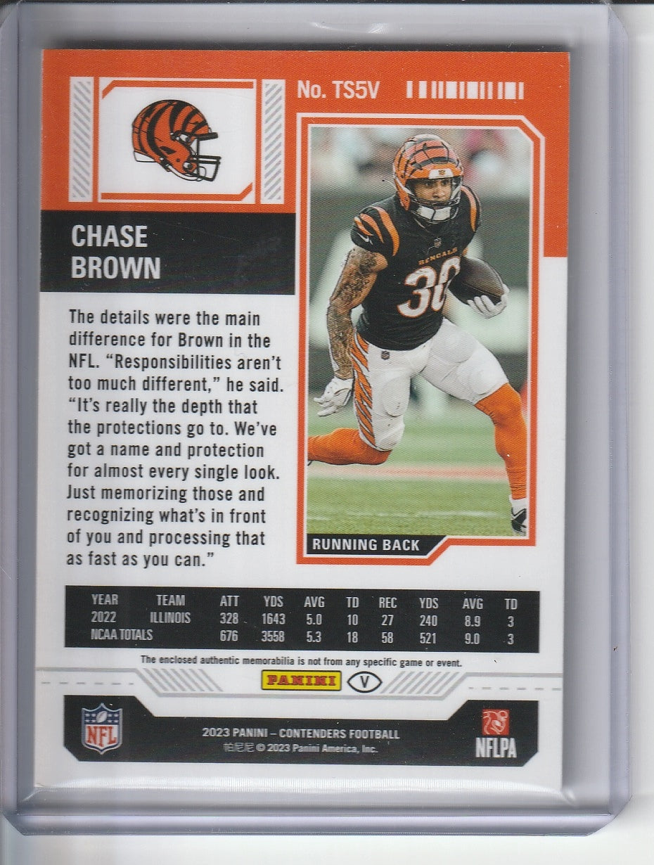 2023 Panini Contenders Football - Chase Brown 'Rookie Ticket' Jersey Relic RC