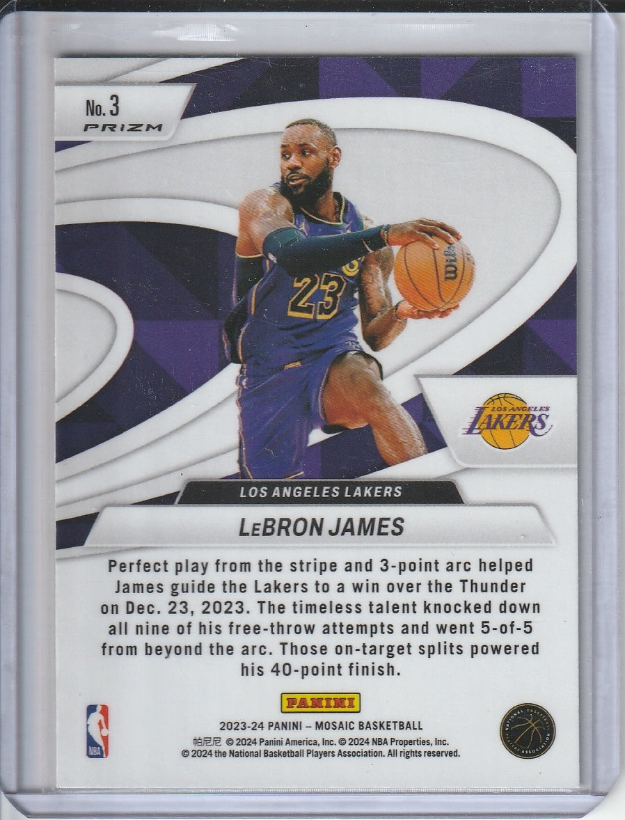 2023-24 Panini Mosaic Basketball - LeBron James 'Give and Go' Green Prizm