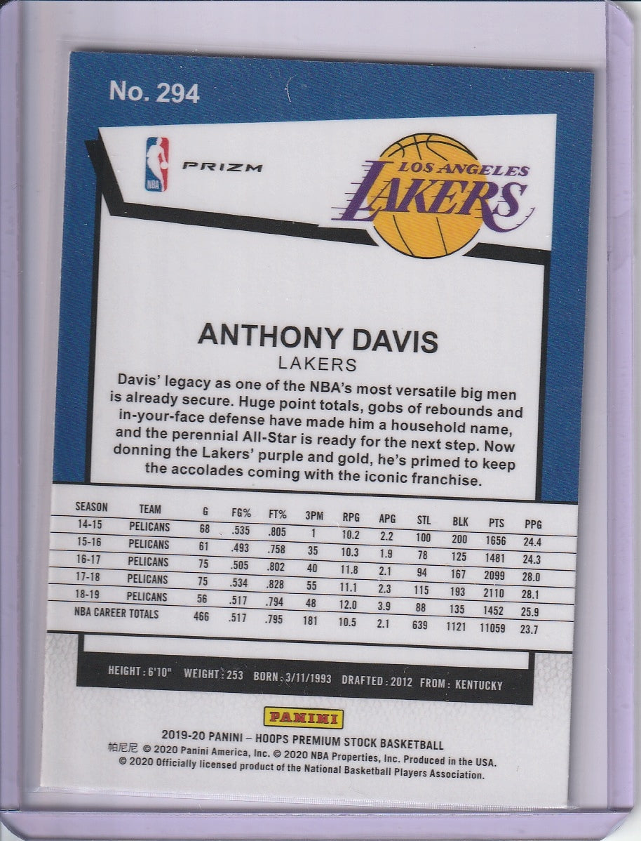 2019-20 Panini Hoops Premium Stock Basketball - Anthony Davis 'Silver Lazer' Prizm