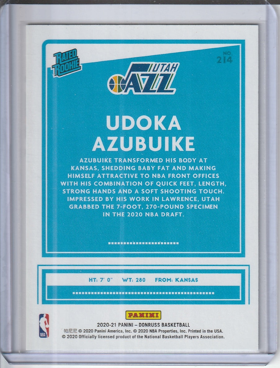 2020-21 Panini Donruss Basketball - Udoka Azubuike 'Rated Rookie' Press Proof Purple /199