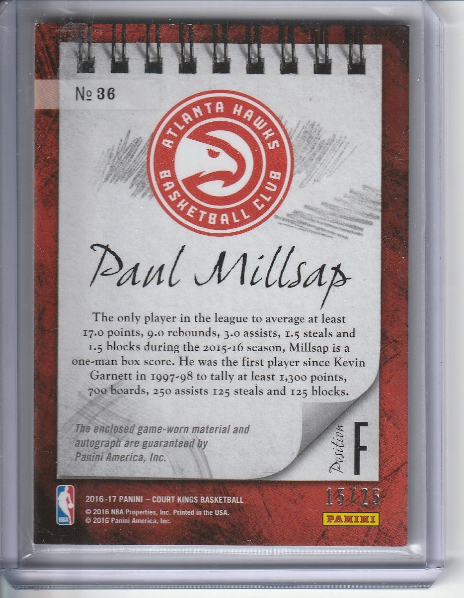 2016-17 Panini Court Kings Basketball - Paul Millsap 'Sketches and Swatches' Patch Auto /25 *Game Worn*