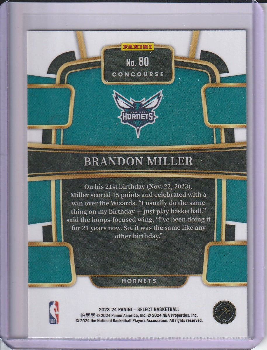 2023-24 Panini Select Basketball - Brandon Miller RC Rookie