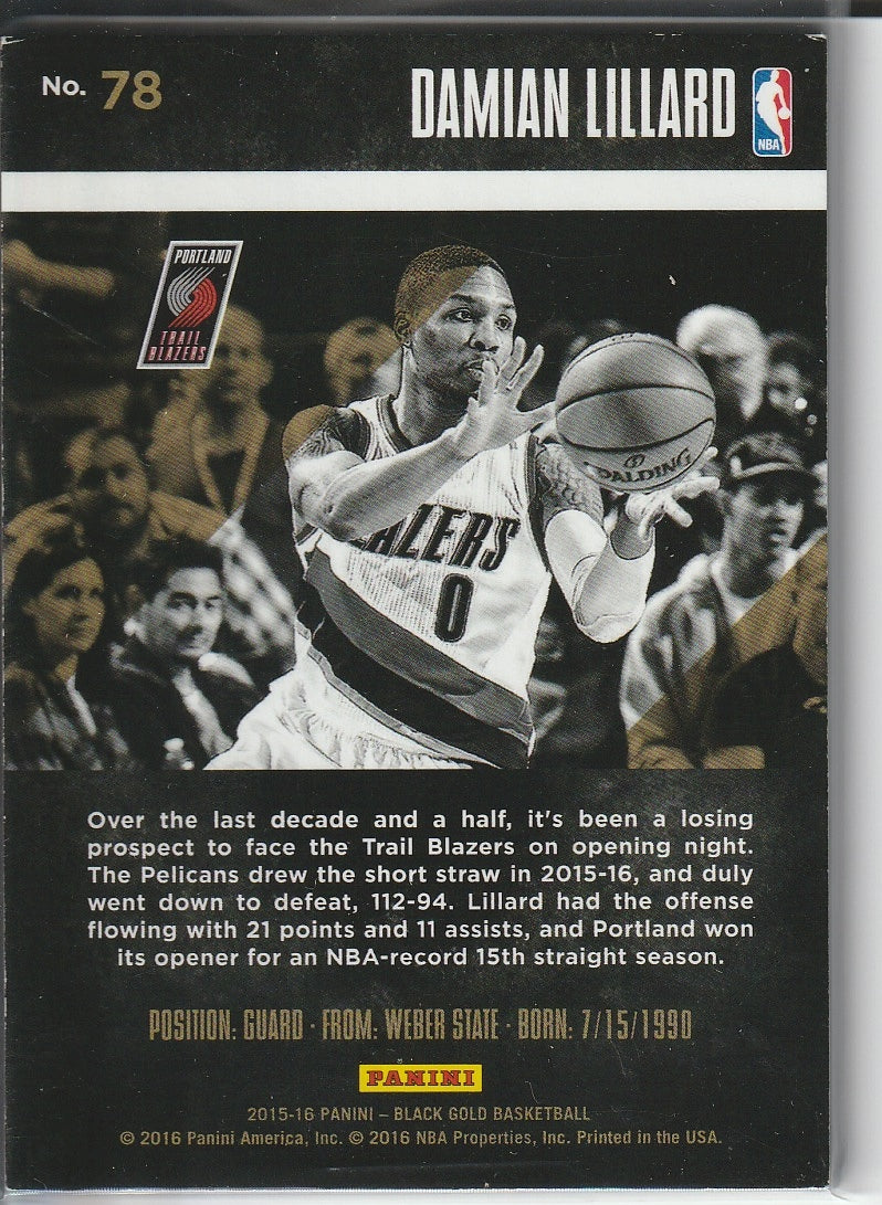 2015-16 Panini Black Gold Basketball - Damian Lillard