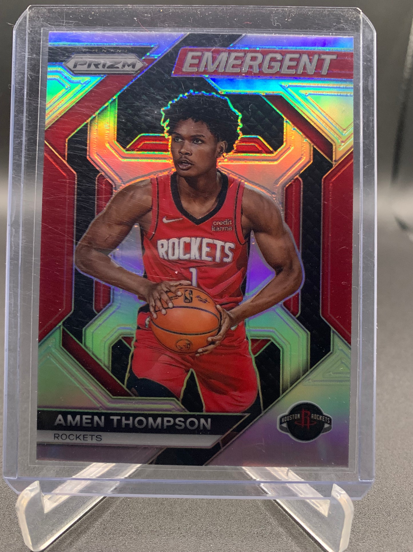 2023-24 Panini Prizm Basketball - Amen Thompson ‘Emergent’ Silver Prizm Holo RC Rookie