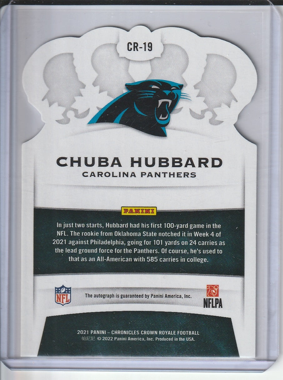 2021 Panini Chronicles Crown Royale Football - Chuba Hubbard Rookie Die Cut Autograph Gold /10 RC