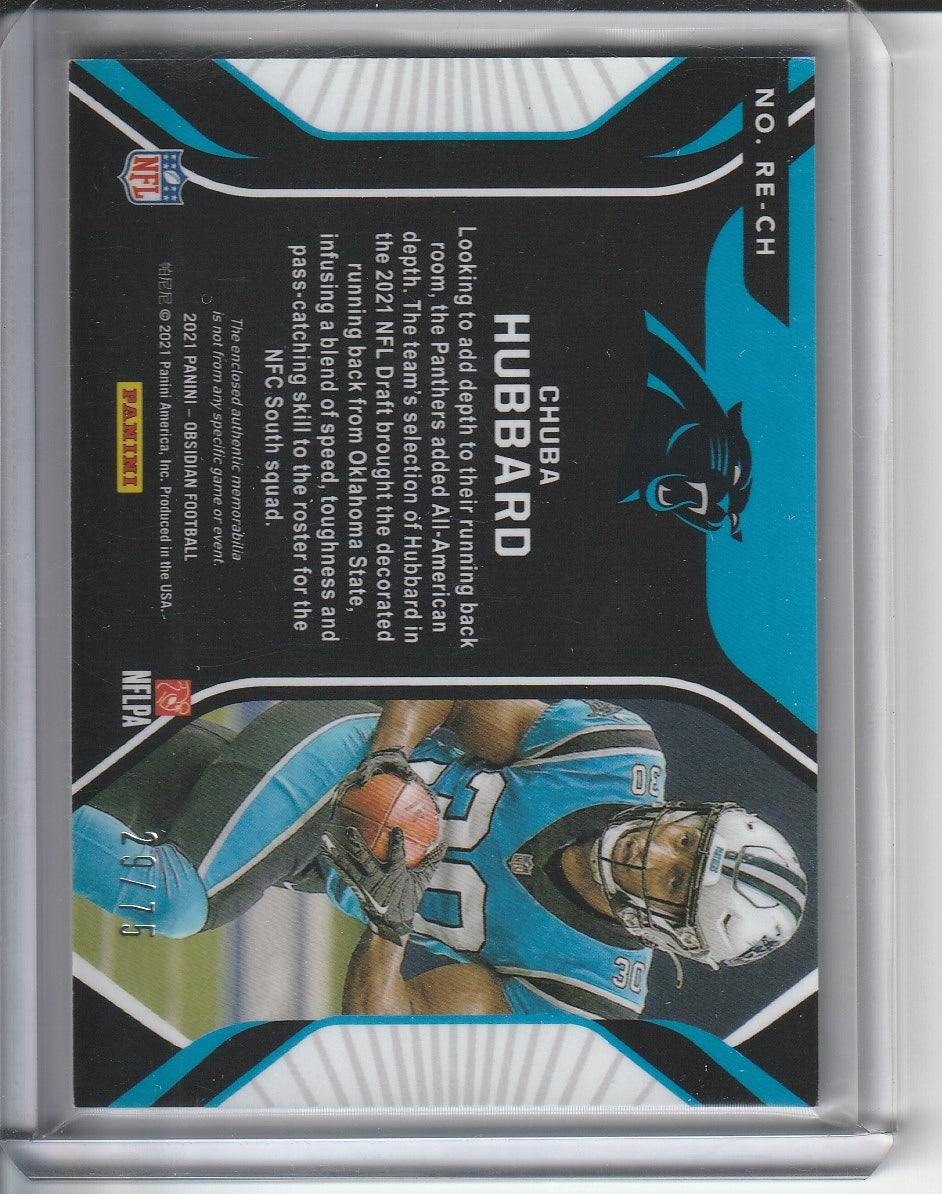 2021 Panini Obsidian Football - Chuba Hubbard 'Rookie Eruption' RC Rookie Relic /75