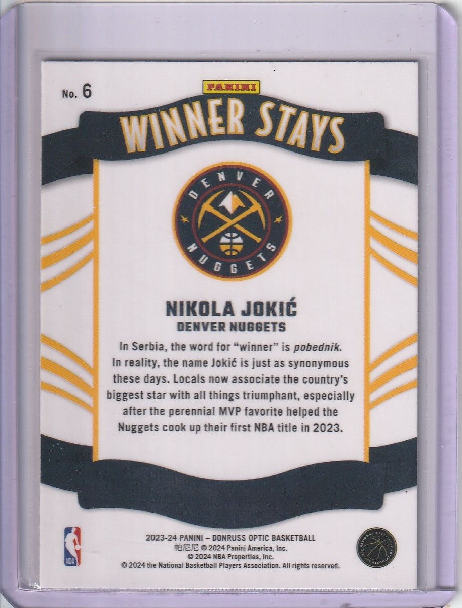 2023-24 Panini Donruss Optic Basketball - Nikola Jokic 'Winner Stays'