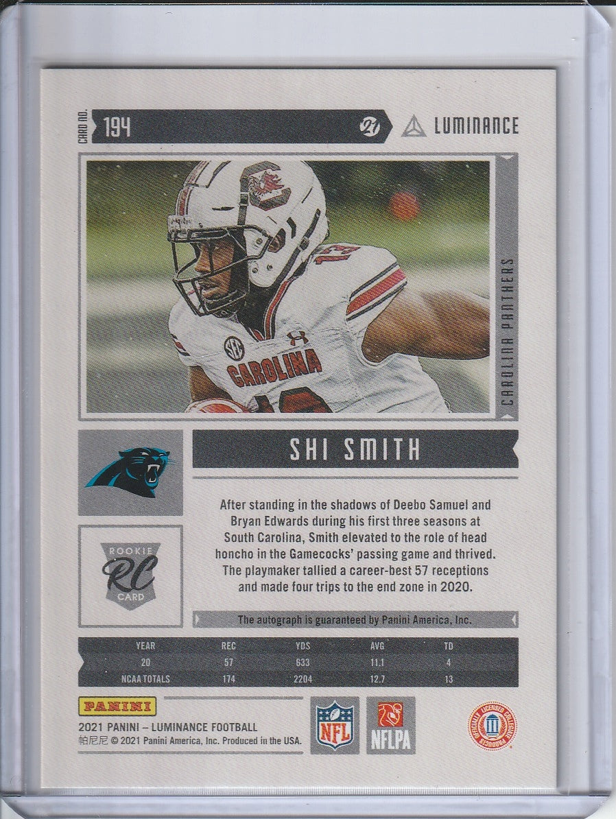 2021 Panini Luminance Football - Shi Smith RC Rookie Auto 'Green' /25