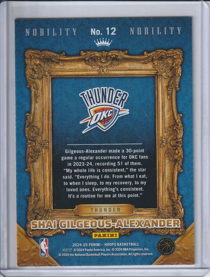 2024-25 Panini Hoops Basketball - Shai Gilgeous Alexander 'Nobility'