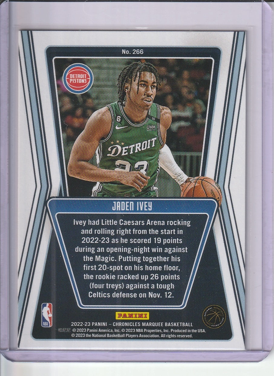 2022-23 Panini Chronicles Marquee Basketball - Jaden Ivey 'Asia Blue'