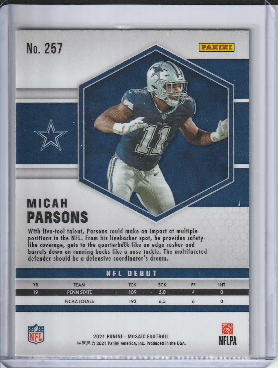 2021 Panini Mosaic Football - Micah Parsons 'NFL Debut' RC Rookie