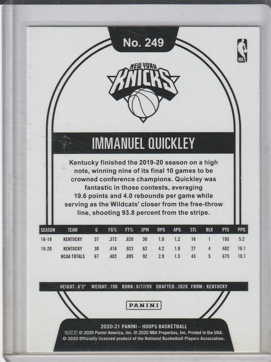 2020-21 Panini Hoops Basketball - Immanuel Quickley RC Rookie 'Neon Green'