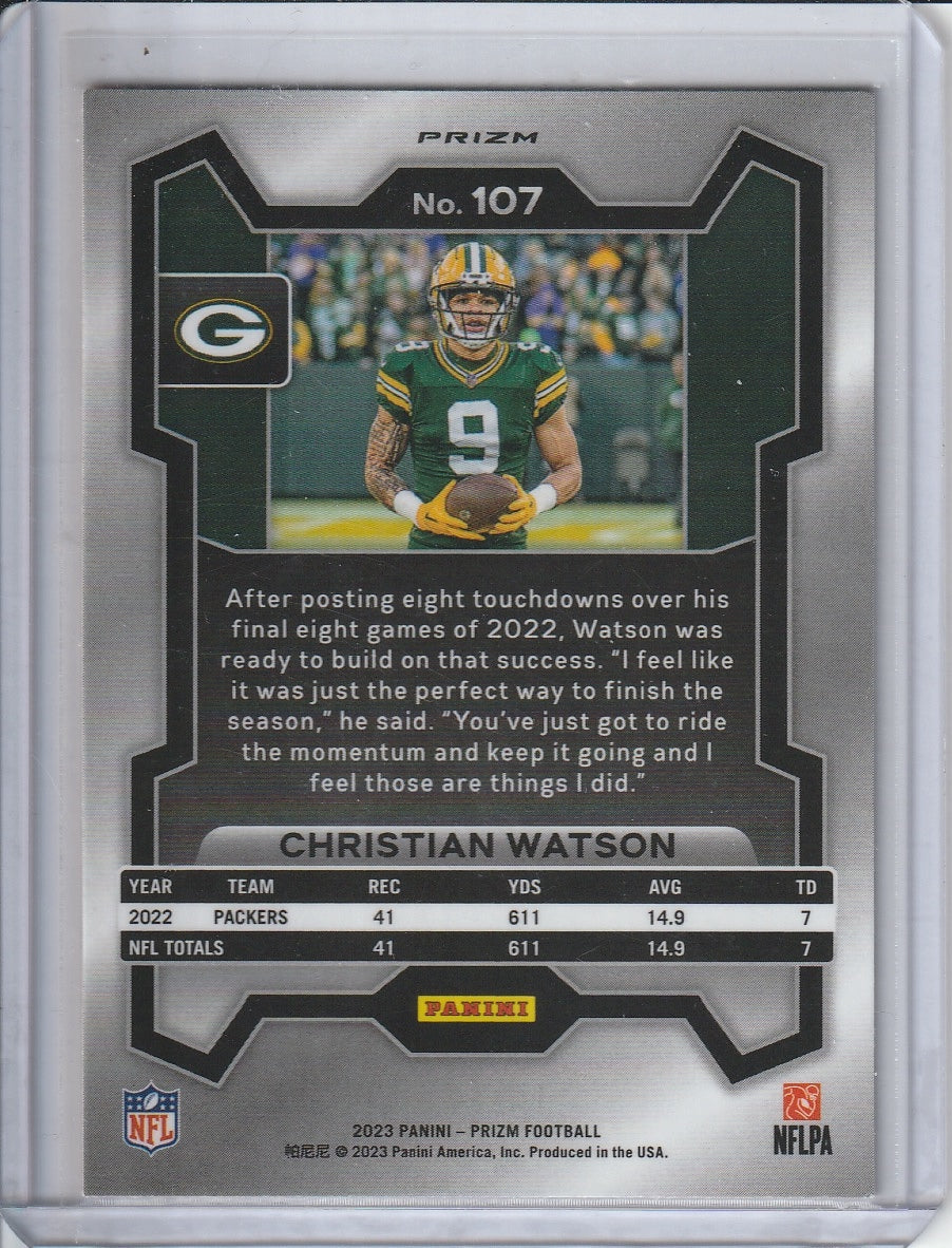 2023 Panini Prizm Football - Christian Watson 'Orange Lazer Prizm'