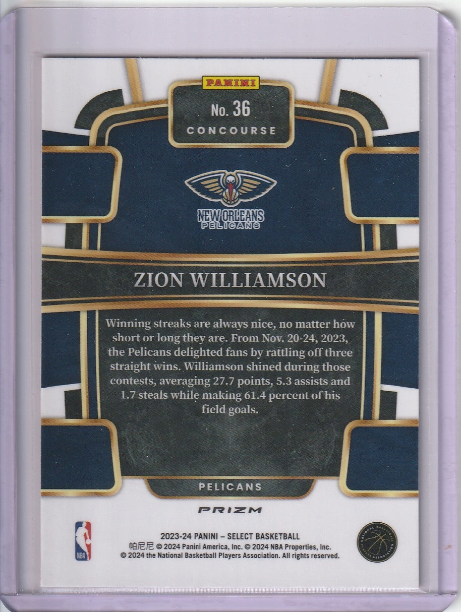 2023-24 Panini Select Basketball - Zion Williamson 'Orange Flash'