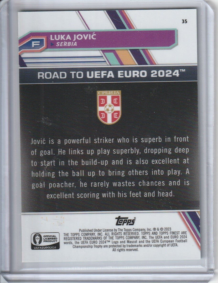 2023 Topps Finest Road to UEFA EURO 2024 - Luka Jovic 'Green Speckle' /125