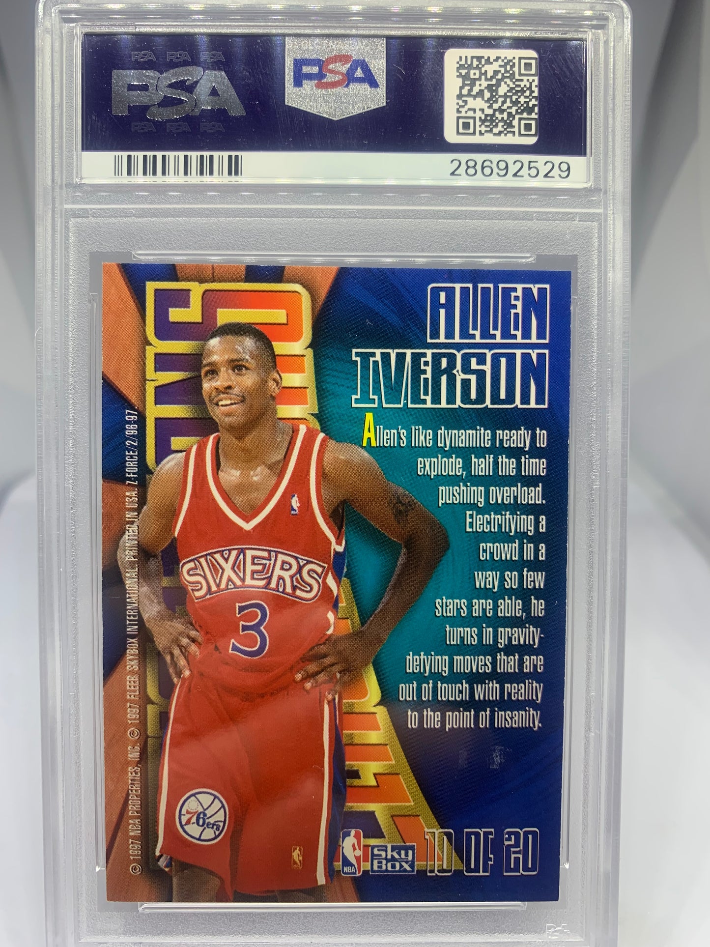 1996-97 Skybox Z-Force - Allen Iverson ‘Zensations’ PSA8 Rookie Year