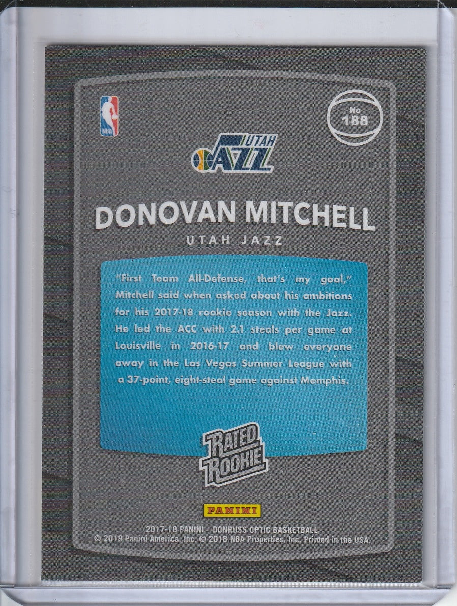 2017-18 Panini Donruss Optic Basketball - Donovan Mitchell 'Rated Rookie' Red and Yellow RC Rookie
