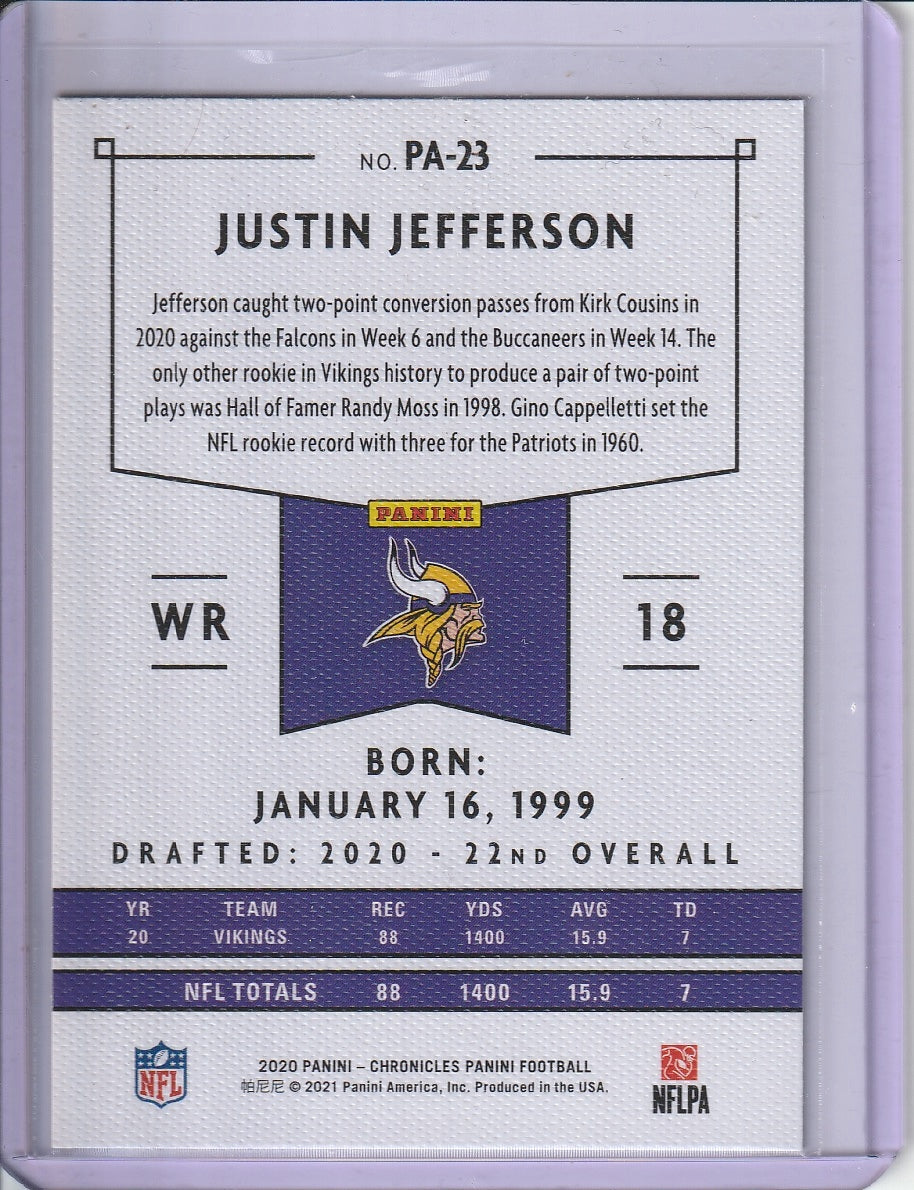 2020 Panini Chronicles Football - Justin Jefferson 'Pink' RC Rookie