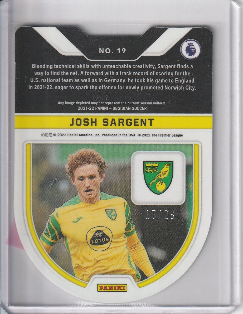2021-22 Panini Obsidian Soccer - Josh Sargent 'Tunnel Vision' Die Cut Red Pulsar /26
