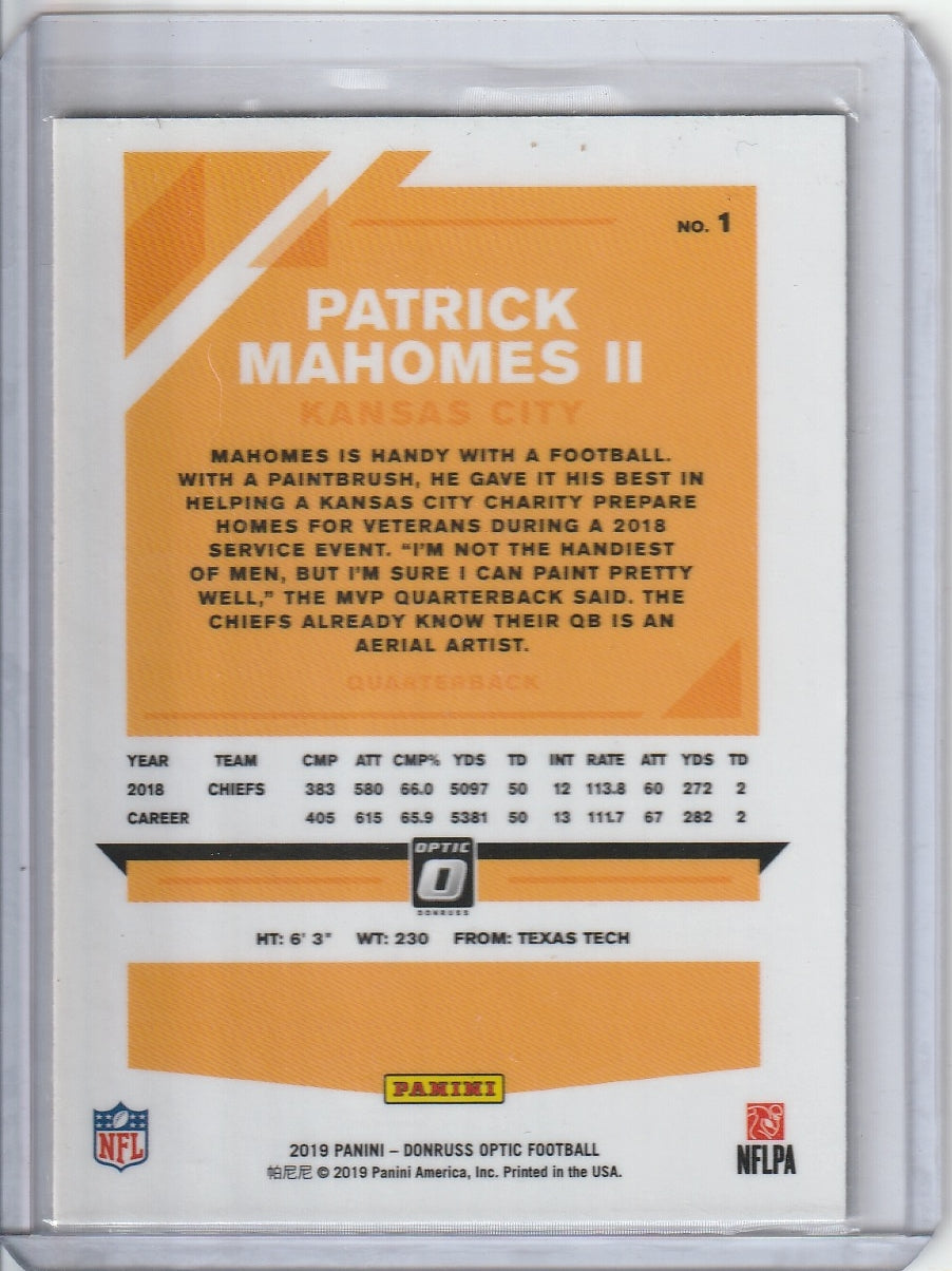2019 Panin Donruss Optic Football - Patrick Mahomes II