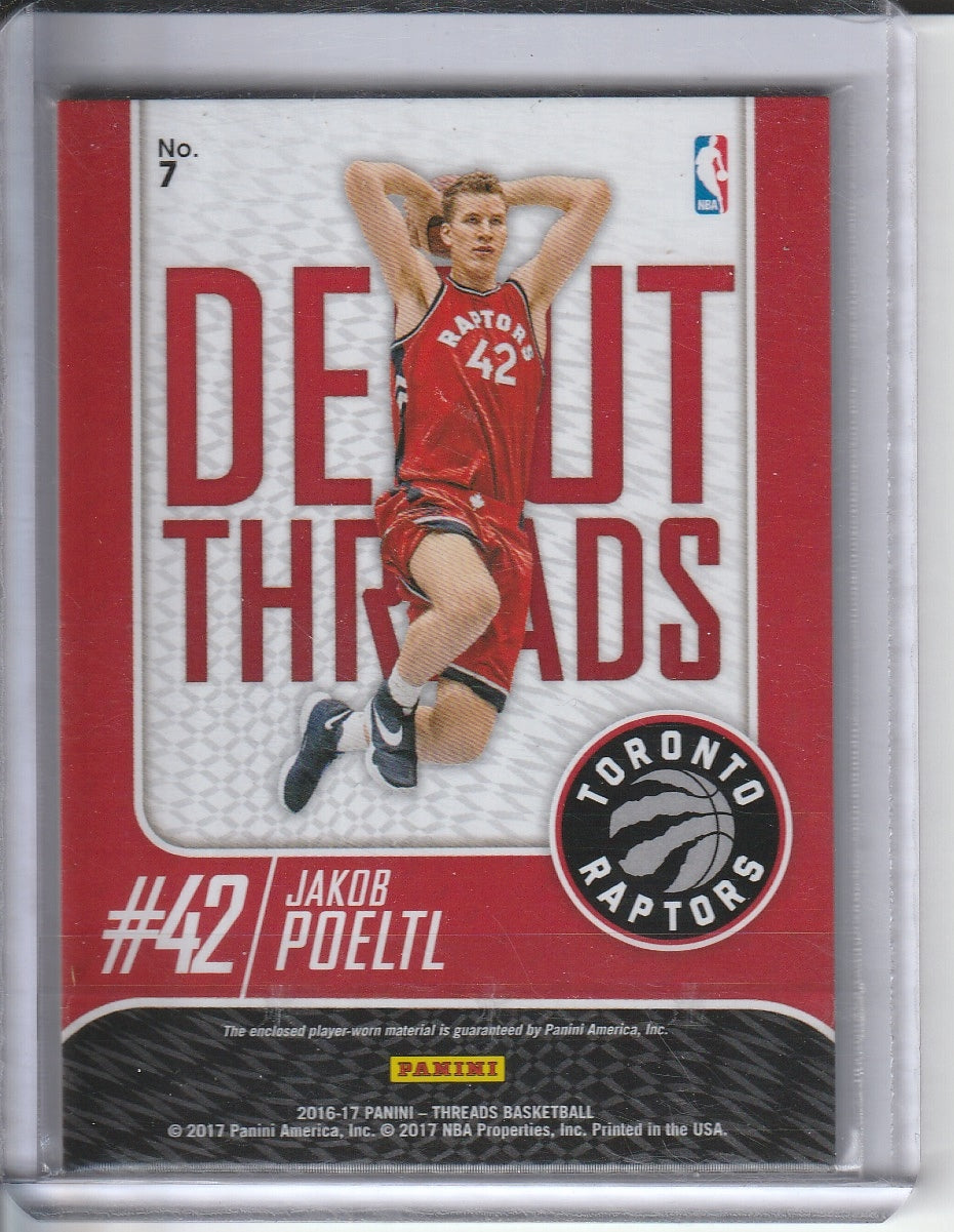 2016-17 Panini Threads Basketball - Jacob Poeltl 'Debut Threads' *Player Worn*