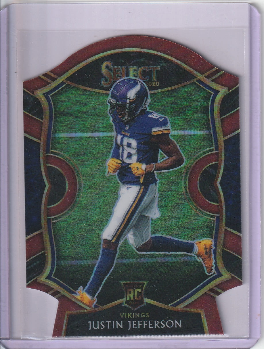 2020 Panini Select Football - Justin Jefferson 'Concourse' Red Prizm Die Cut RC Rookie