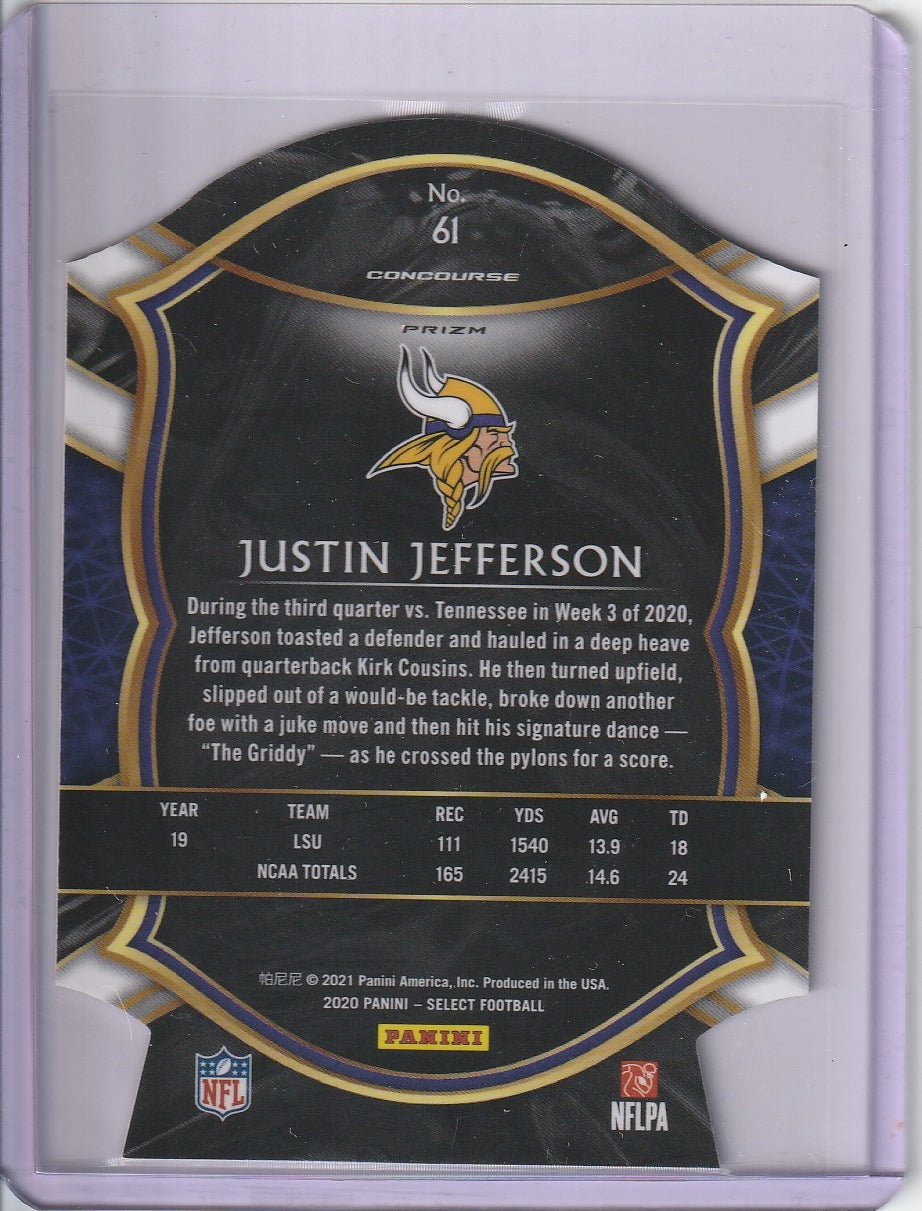 2020 Panini Select Football - Justin Jefferson 'Concourse' Red Prizm Die Cut RC Rookie