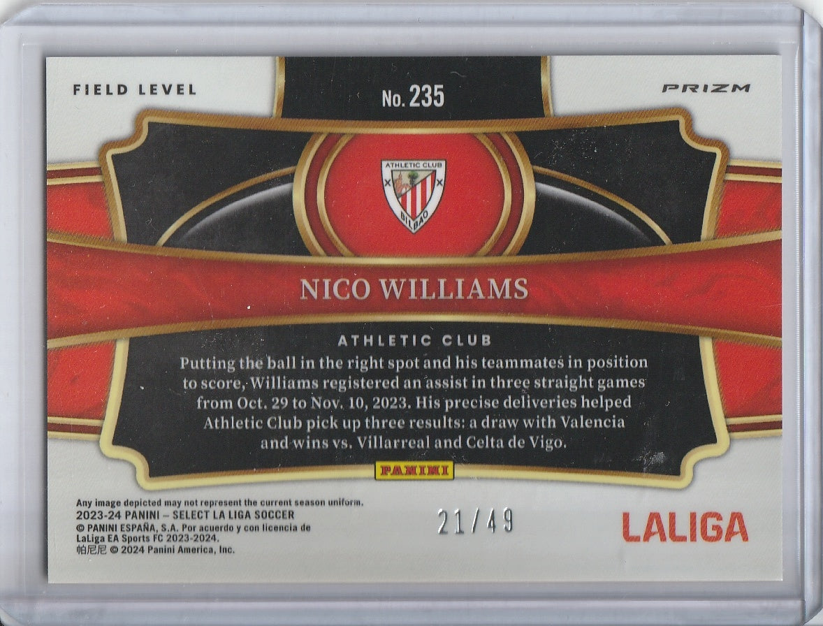 2023-24 Panini Select La Liga Soccer - Nico Williams 'Field Level' Orange /49