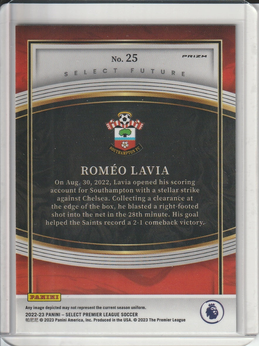 2022-23 Panini Select Premier League Soccer - Romeo Lavia 'Future' RC Rookie Silver Holo