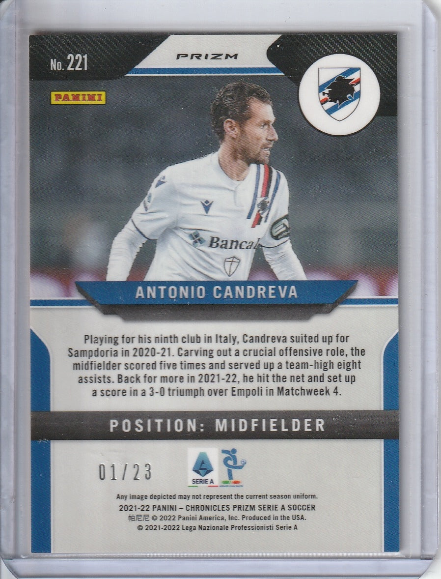 2021-22 Panini Chronicles Prizm Serie A Soccer - Antonio Candreva 'Orange Cracked Ice' /23