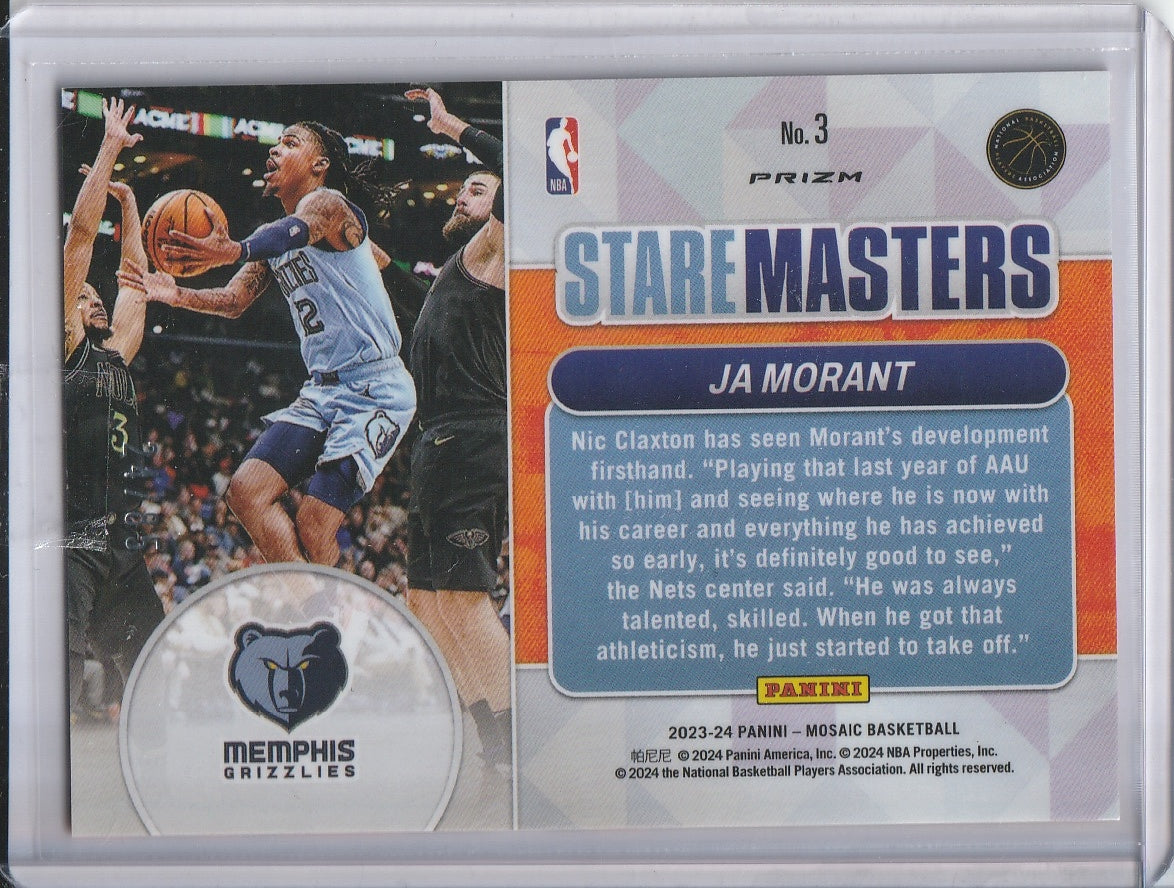 2023-24 Panini Mosaic Basketball - Ja Morant 'Stare Masters' Blue Disco /85