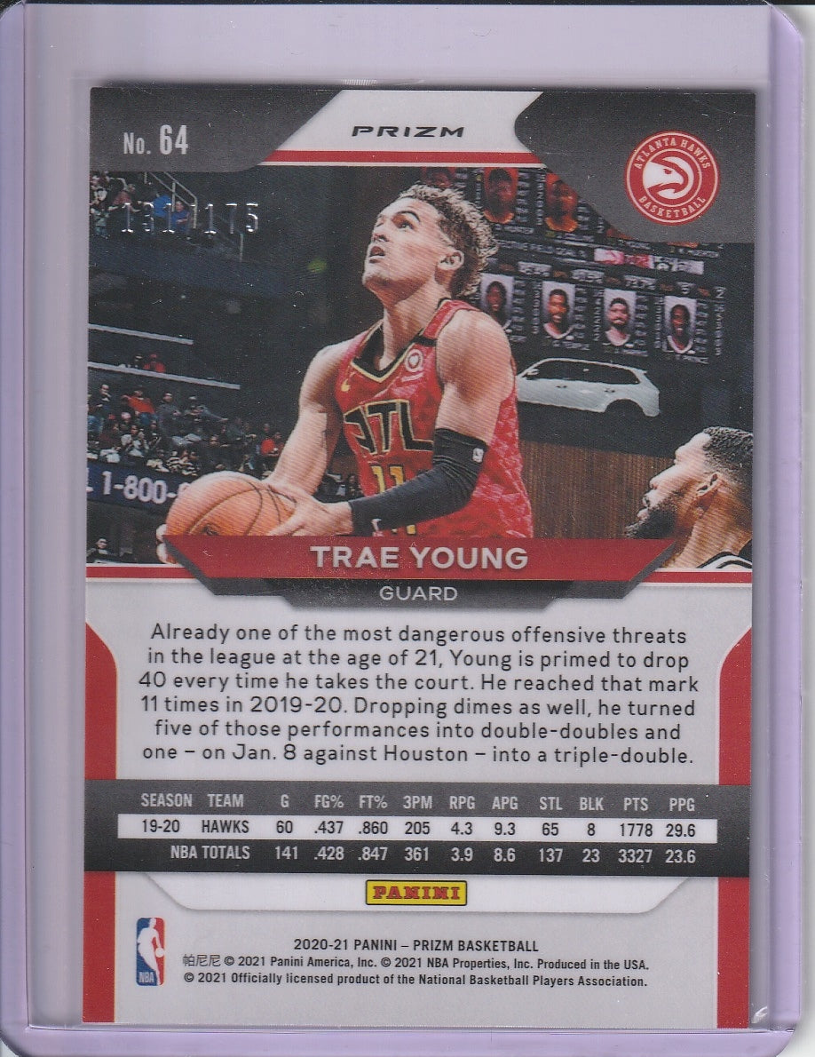 2020-21 Panini Prizm Basketball - Trae Young 'Purple Cracked Ice' /175
