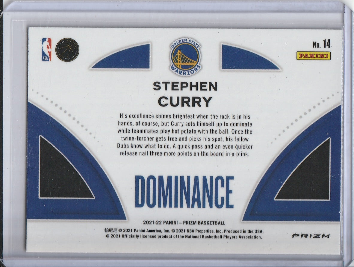 2021-22 Panini Prizm Basketball - Stephen Curry 'Dominance' Silver Prizm Holo