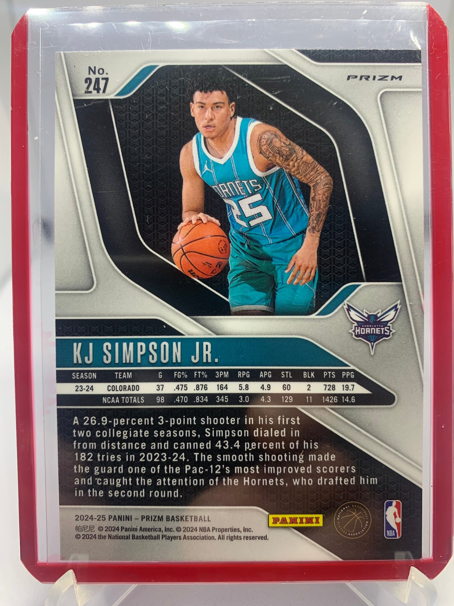 2024-25 Panini Prizm Basketball - KJ Simpson Jr. ‘Pink Cracked Ice’ RC Rookie