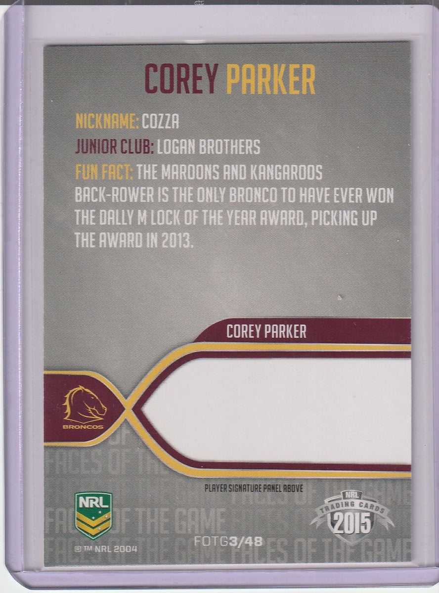 2015 NRL Traders - Corey Parker 'Faces of the Game'