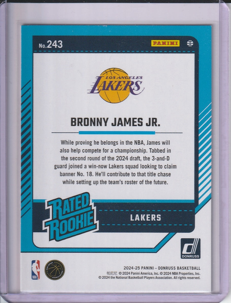 2024-15 Panini Donruss Basketball - Bronny James Jr. 'Rated Rookie' RC
