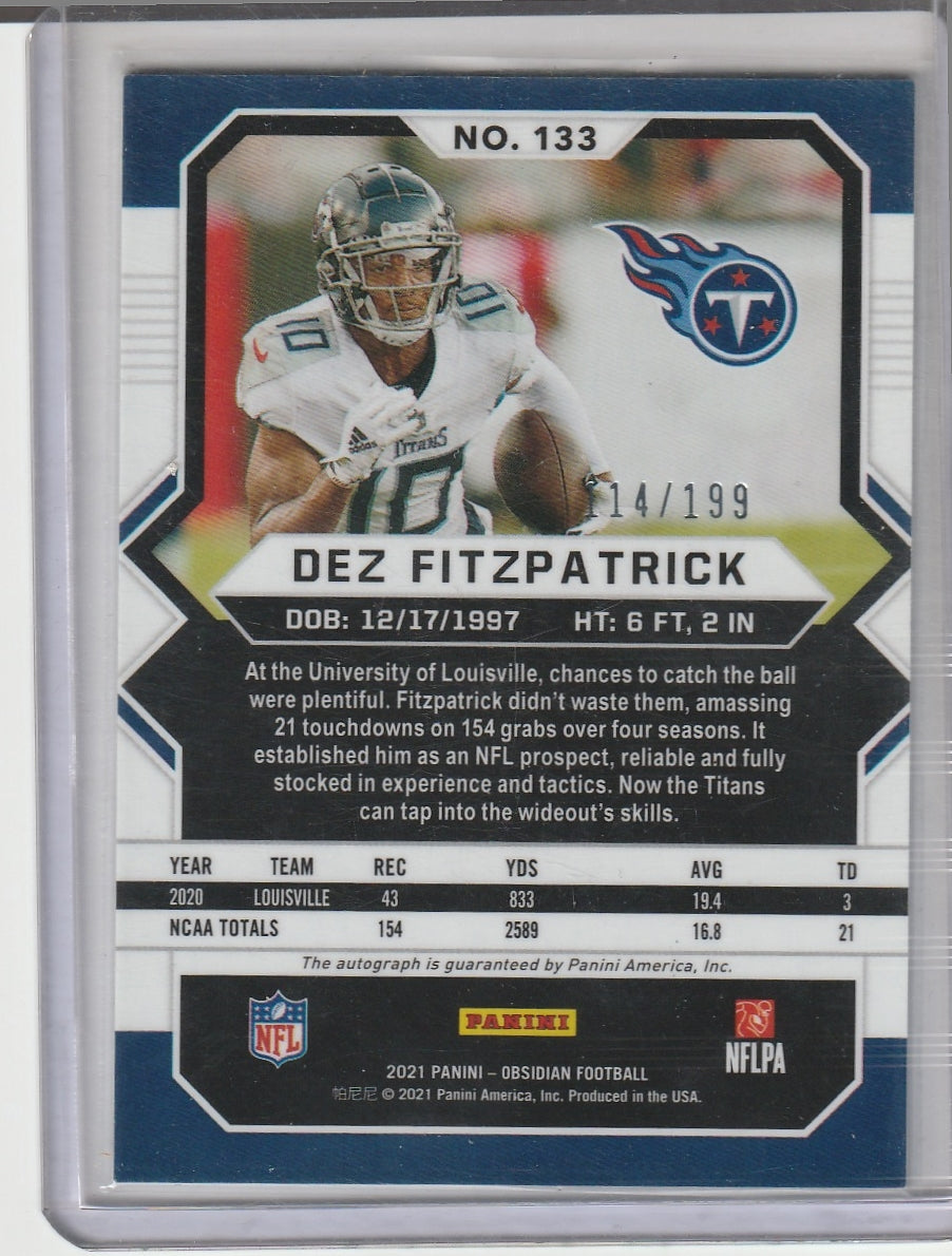 2021 Panini Obsidian Football - Dez Fitzpatrick RC Rookie Autograph /199