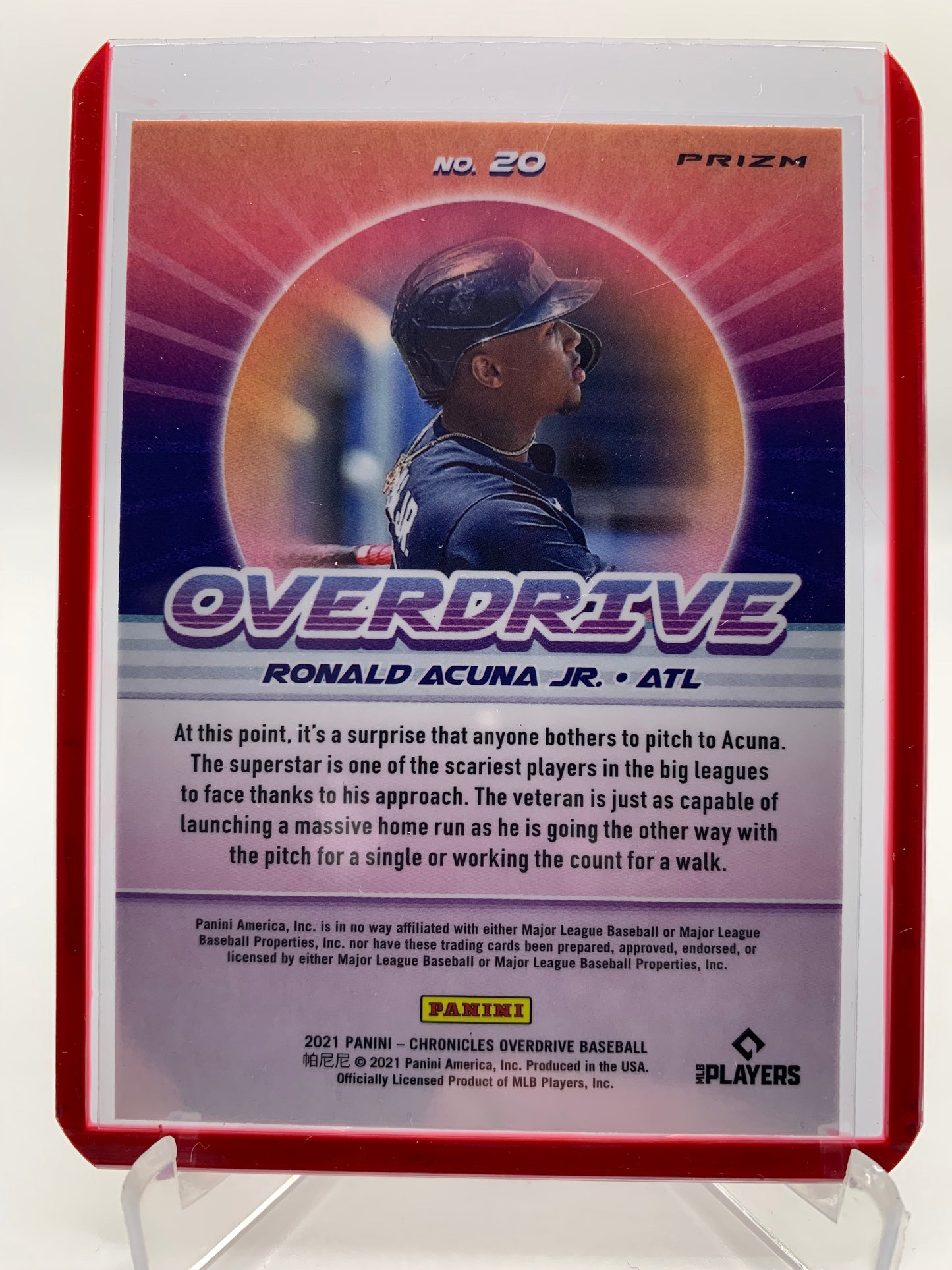 2021 Panini Chronicles Overdrive Baseball - Ronald Acuna Jr. ‘Purple Velocity’