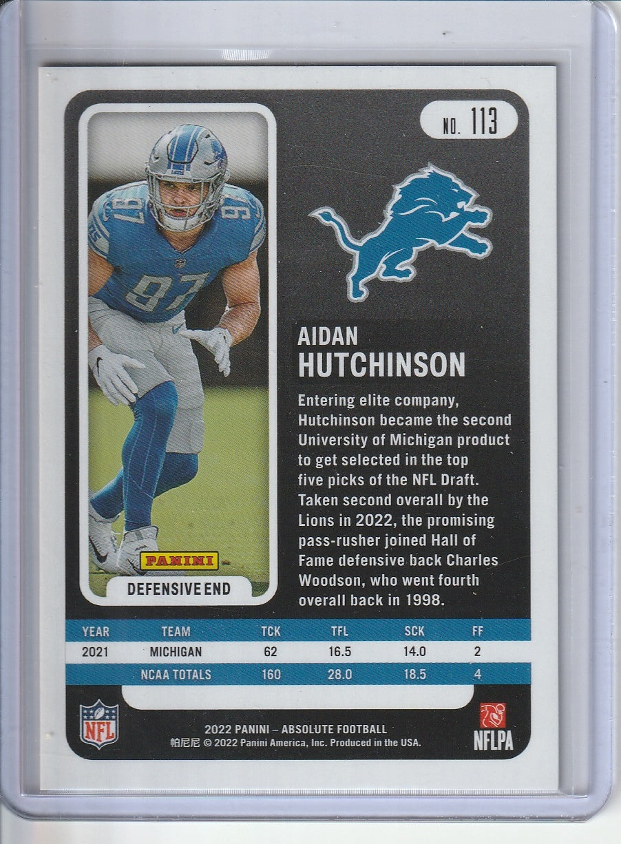2022 Panini Absolute Football - Aidan Hutchinson 'Red Squares' RC Rookie /499