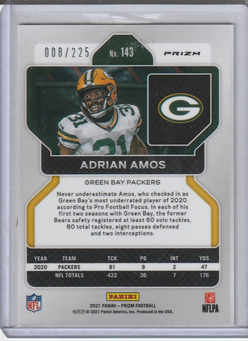 2021 Panini Prizm Football - Adrian Amos 'Purple Cracked Ice' /225