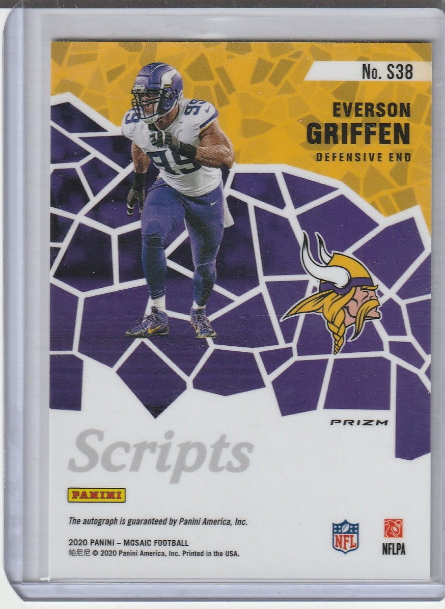 2020 Panini Mosaic Football - Everson Griffen 'Scripts' Prizm Autograph
