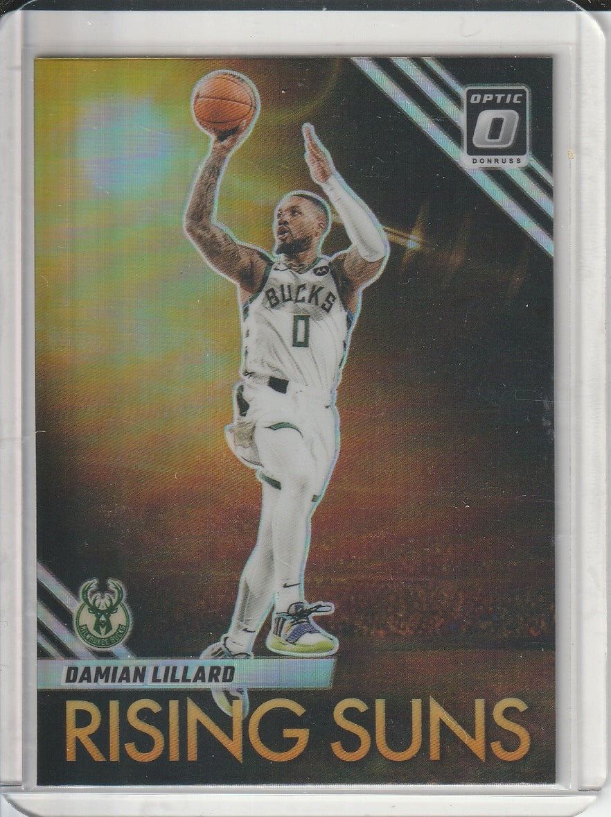 2023-24 Panini Donruss Optic Basketball - Damian Lillard 'Rising Suns' Silver Prizm Holo