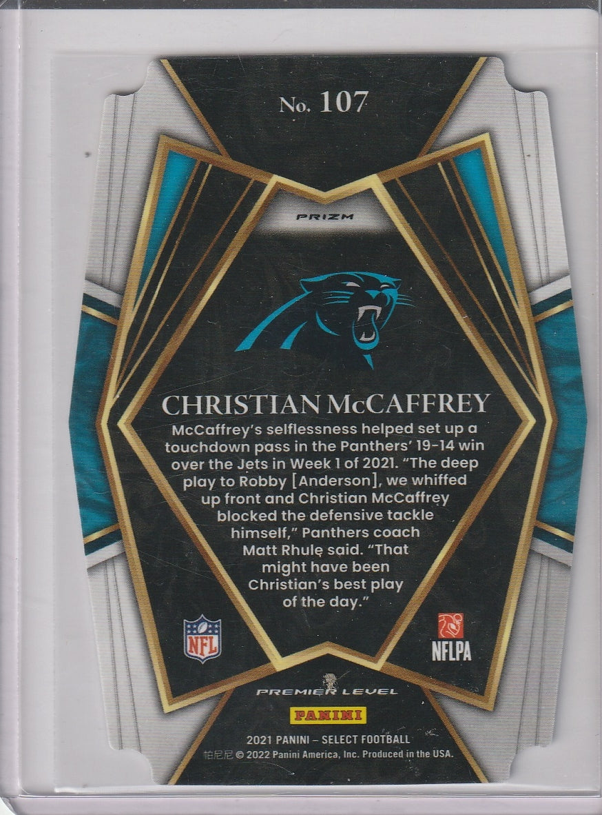 2021 Panini Select Football - Christian McCaffrey 'Black and Gold Prizm' Die Cut